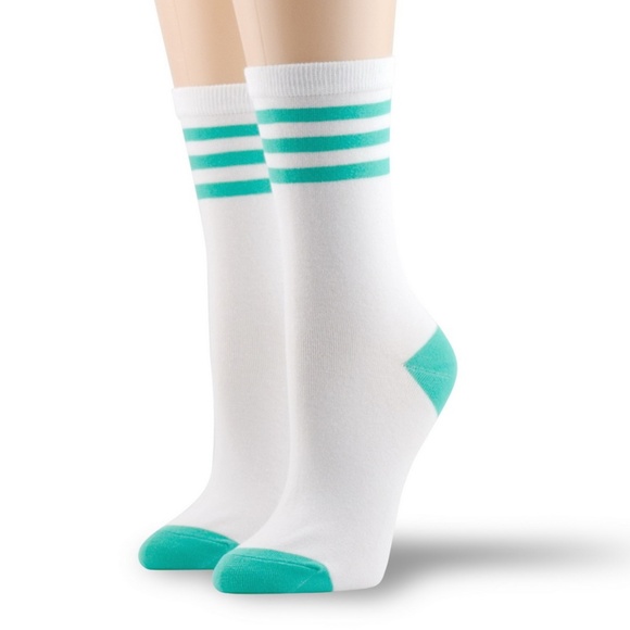5 Pairs of Women’s Cotton Crew Socks Turquoise - Picture 4 of 8